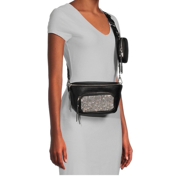 Madden NYC Women's Crystal Fanny Pack Crossbody, Black - Picture 5 of 5